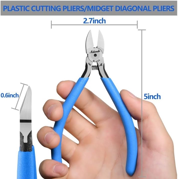 mshandto Wire Cutters, 5" Flush Cutters for Electronic Component, CR-V Side Cutters for Crafting, Ultra-Sharp Diagonal Cutters, Flush Cut Pliers for Jewelry Making, Plastic, Soft Copper Wire - Image 5